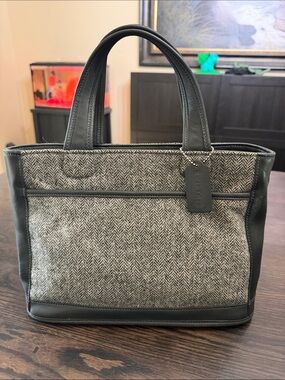 Vintage Coach Bleecker Herringbone Wool Tote